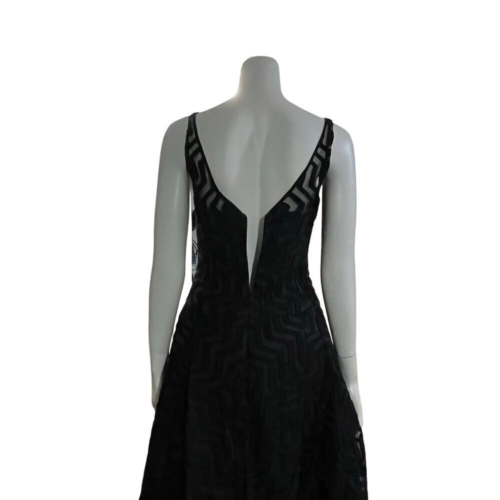 Milly Olivia Black Illusion Cocktail Dress Sleeveless Midi Gown Size 4 - Picture 16 of 16